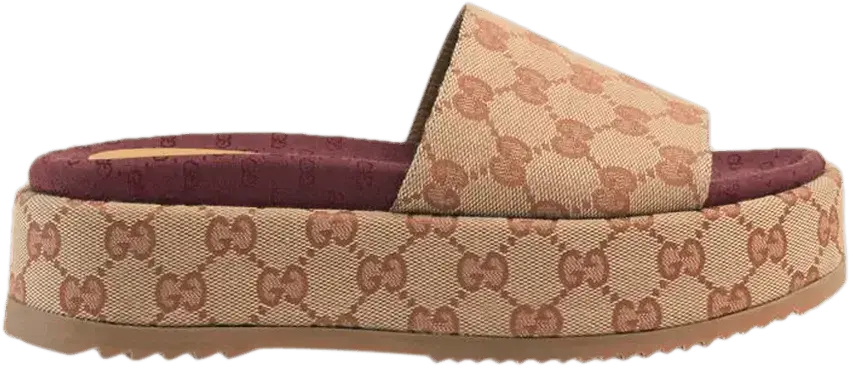  Gucci Wmns GG Slide Sandal &#039;Monogram - Beige Brick Red&#039;