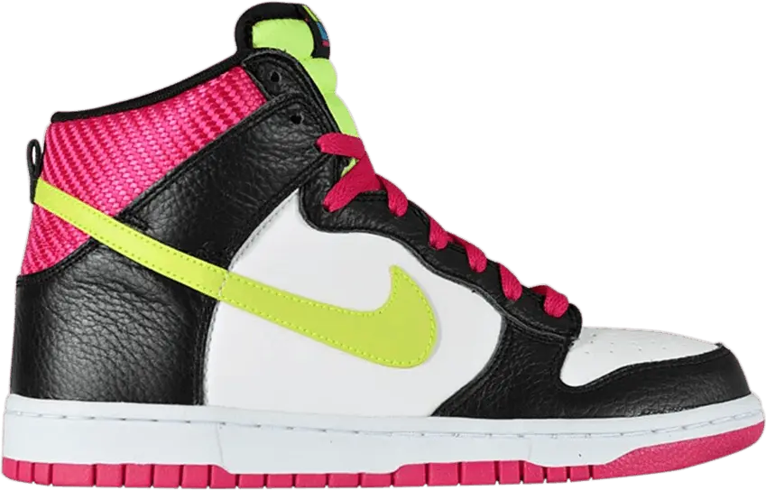  Nike Dunk High Basketball White/Black/Fireberry/Volt