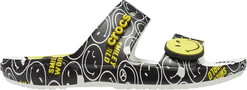Crocs SmileyWorld x Classic Sandal &#039;Black White&#039;
