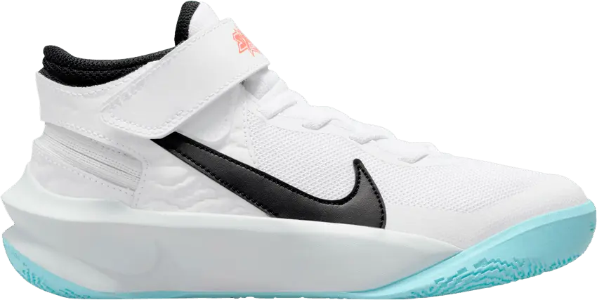  Nike Team Hustle D10 FlyEase GS &#039;White Black Blue&#039;