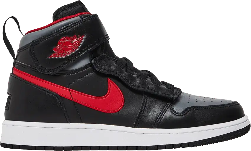  Jordan 1 High FlyEase Black Gym Red Smoke Grey (GS)