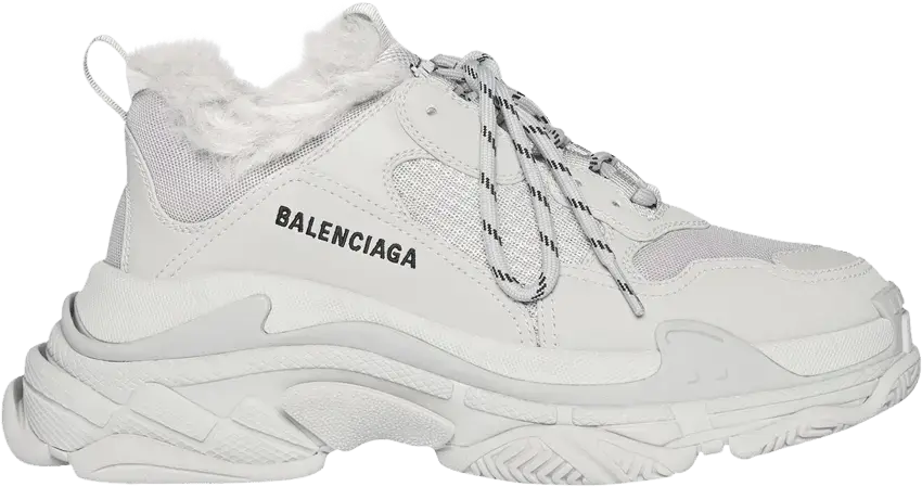  Balenciaga Wmns Triple S Sneaker &#039;Faux Fur - Grey&#039;