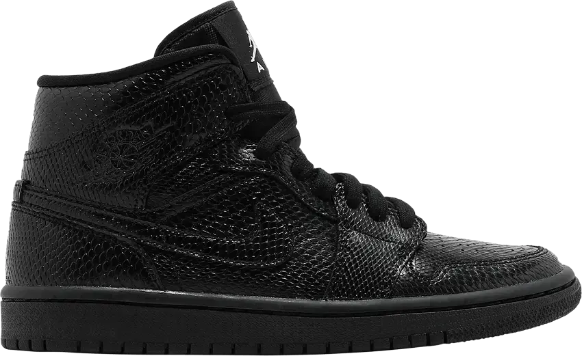  Nike Jordan 1 Mid Black Snakeskin (Women&#039;s)