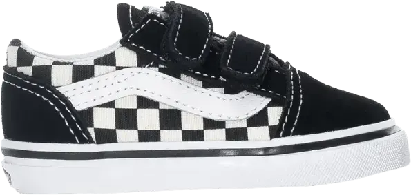  Vans Old Skool Velcro Primary Checkerboard Black White (Kids)