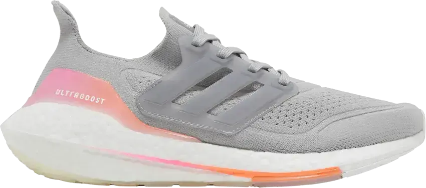  Adidas adidas Ultra Boost 21 Grey Screaming Orange (Women&#039;s)