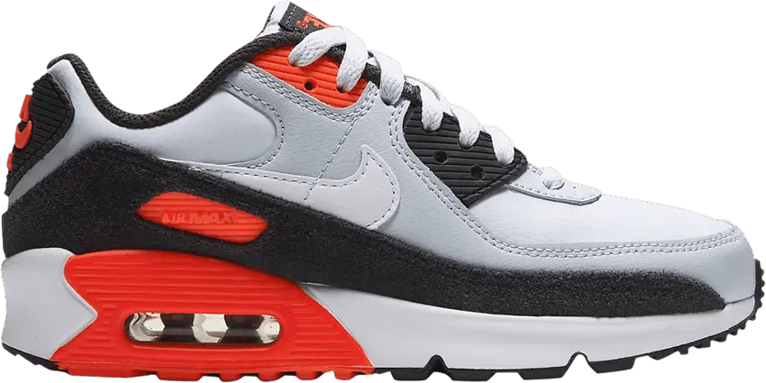  Nike Air Max 90 Leather GS &#039;Football Grey Bright Crimson&#039;