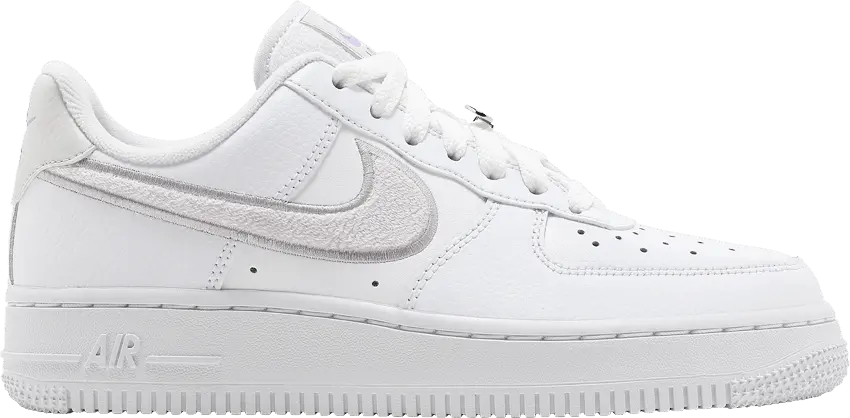  Nike Wmns Air Force 1 &#039;07 Essential &#039;Chenille Swoosh - White Lilac&#039;