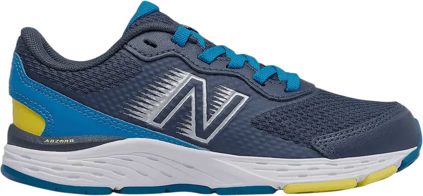  New Balance 680v6 Big Kid Wide &#039;Natural Indigo Citra Yellow&#039;