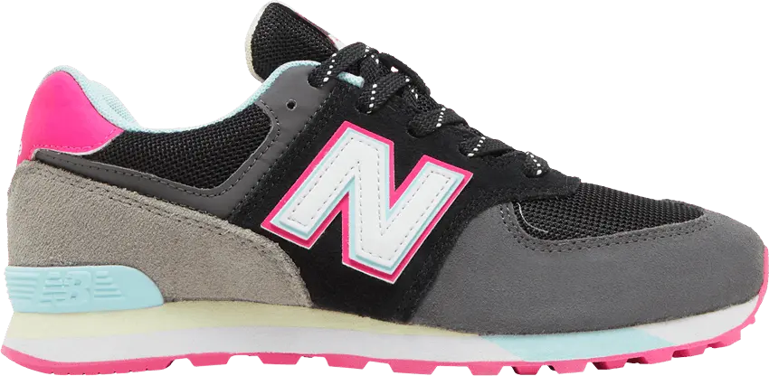  New Balance 574 Big Kid &#039;Black Pink Glow&#039;