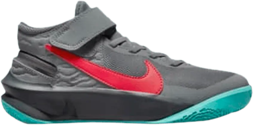  Nike Team Hustle D10 FlyEase GS &#039;Smoke Grey Washed Teal Siren Red&#039;