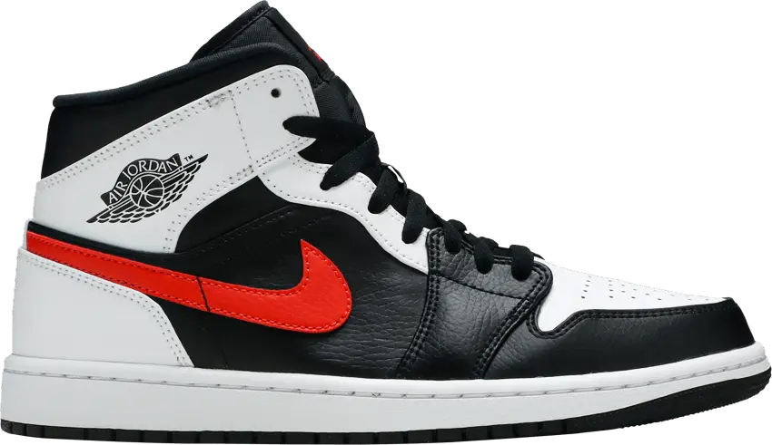  Jordan 1 Mid Black Chile Red White