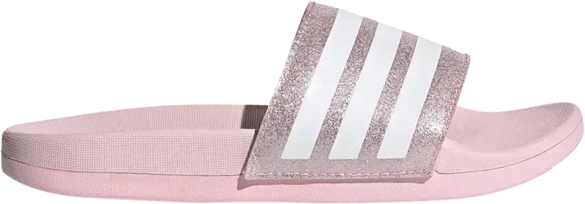  Adidas Adilette Comfort Slide J &#039;Clear Pink Glitter&#039;