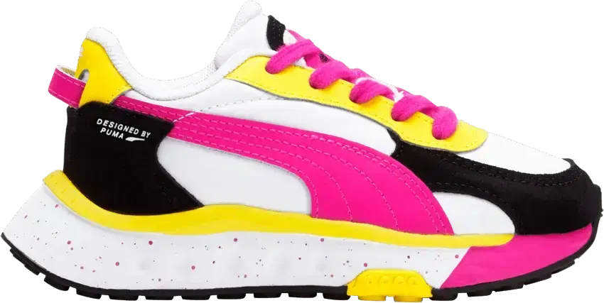  Puma Wild Rider Little Kid &#039;Rollin&#039; - Pink Glow Yellow&#039;