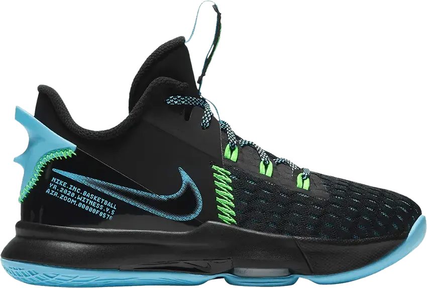  Nike LeBron Witness 5 GS &#039;Black Light Blue Fury&#039;