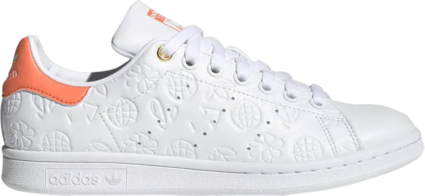  Adidas adidas Stan Smith Embossed Graphics White Semi Coral (Women&#039;s)