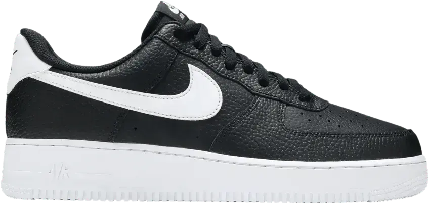  Nike Air Force 1 Low &#039;07 Black White Pebbled Leather