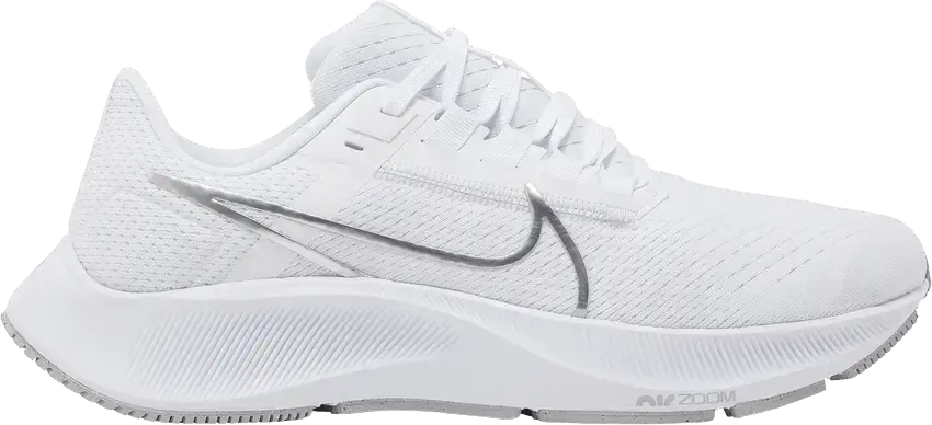  Nike Air Zoom Pegasus 38 White Metallic Silver (Women&#039;s)