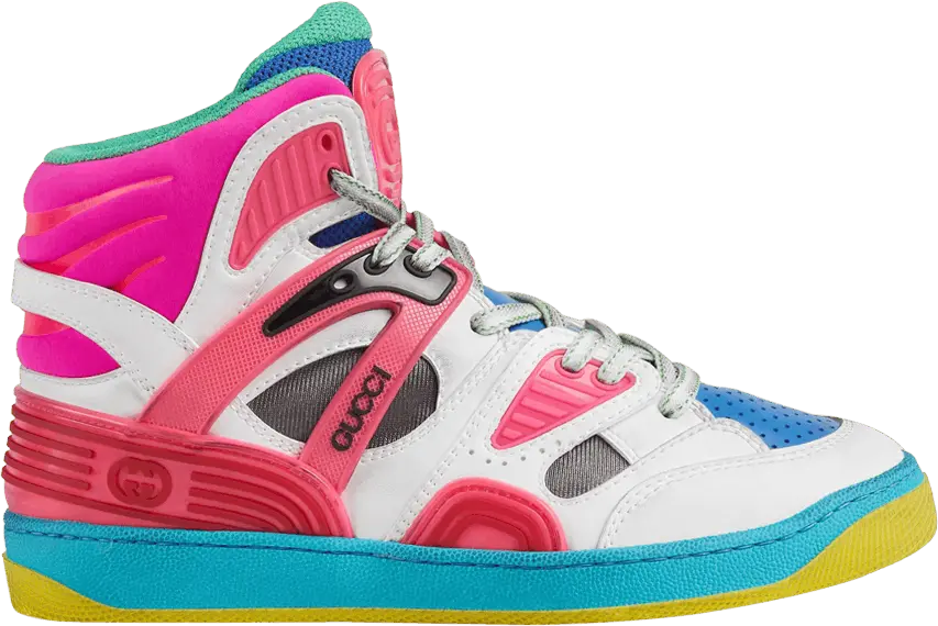  Gucci Wmns Basket High &#039;White Pink Blue&#039;
