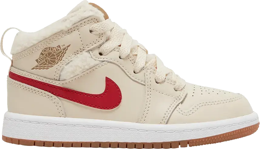  Jordan 1 Mid Utility Fleece Pearl White (PS)