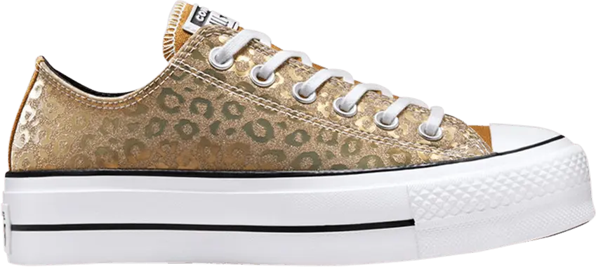  Converse Wmns Chuck Taylor All Star Platform Low &#039;Authentic Glam - Gold Leopard&#039;