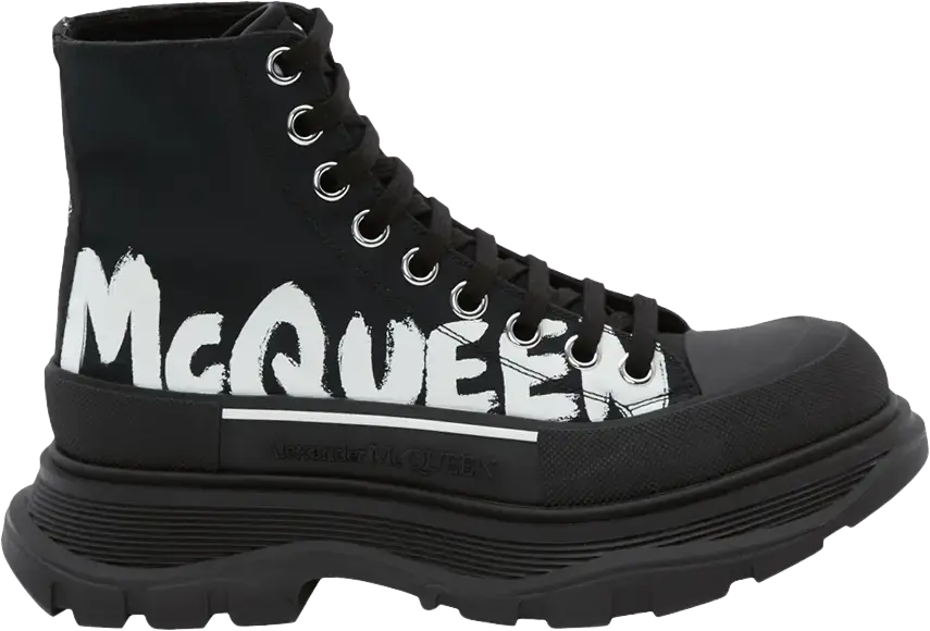 Alexander Mcqueen Alexander McQueen Wmns Tread Slick Boot &#039;McQueen Graffiti Logo - Black&#039;