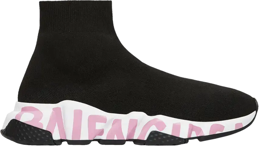  Balenciaga Wmns Speed Trainer &#039;Midsole Logo - Black Pink&#039;