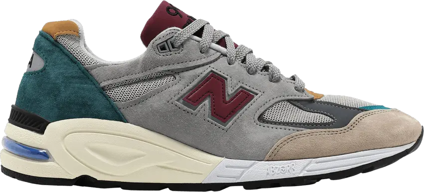  New Balance 990v2 Grey Green Maroon