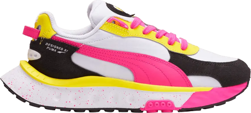  Puma Wild Rider Big Kid &#039;Rollin&#039; - Pink Glow Yellow&#039;