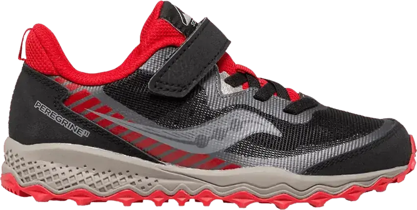  Saucony Peregrine 11 Shield A/C Big Kid &#039;Black Red&#039;