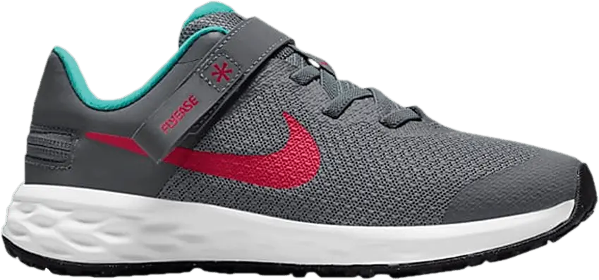 Nike Revolution 6 FlyEase PS &#039;Smoke Grey Siren Red&#039;