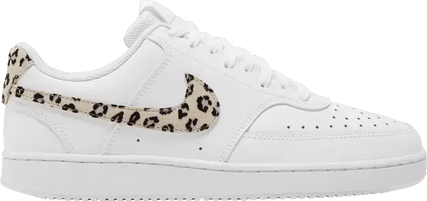  Nike Court Vision Low Leopard Swoosh White (Women&#039;s)