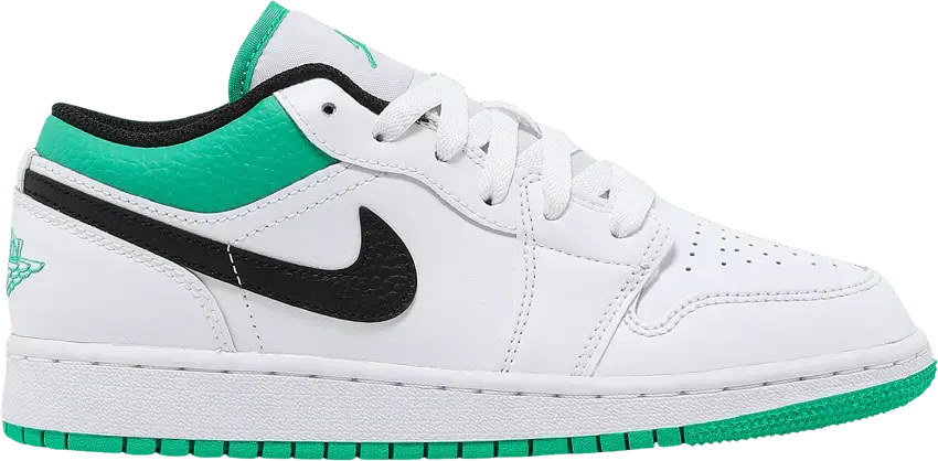  Jordan 1 Low White Lucky Green Tumbled Leather (GS)