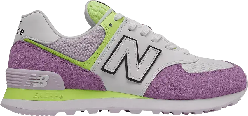  New Balance 574 Purple Bleached Lime Glow (Women&#039;s)