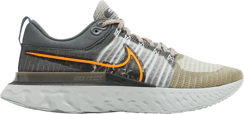  Nike React Infinity Run Flyknit 2 Light Bone Grey Orange