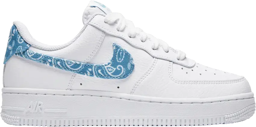  Nike Air Force 1 Low &#039;07 Essential White Worn Blue Paisley