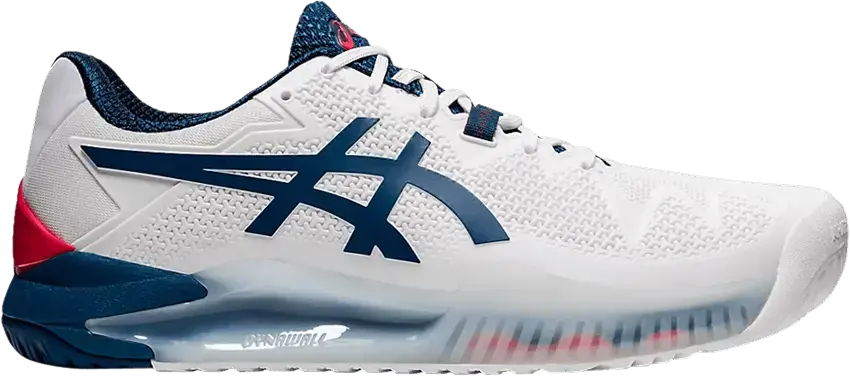  Asics Gel Resolution 8 2E Wide &#039;White Mako Blue&#039;