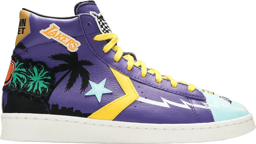  Converse Chinatown Market x Pro Leather High &#039;Lakers Championship Jacket&#039;