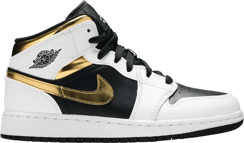  Jordan 1 Mid White Gold Black (GS)