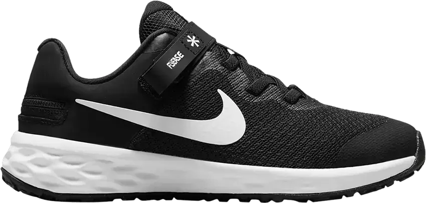  Nike Revolution 6 FlyEase PS &#039;Black White&#039;