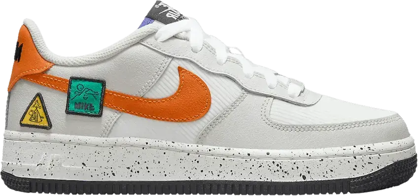  Nike Air Force 1 Low Light Bone Sail Starfish Orange (GS)