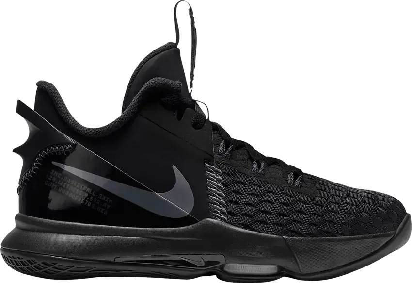  Nike LeBron Witness 5 GS &#039;Black Dark Grey&#039;