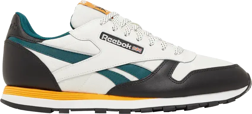  Reebok Classic Leather Chalk Black Teal Yellow