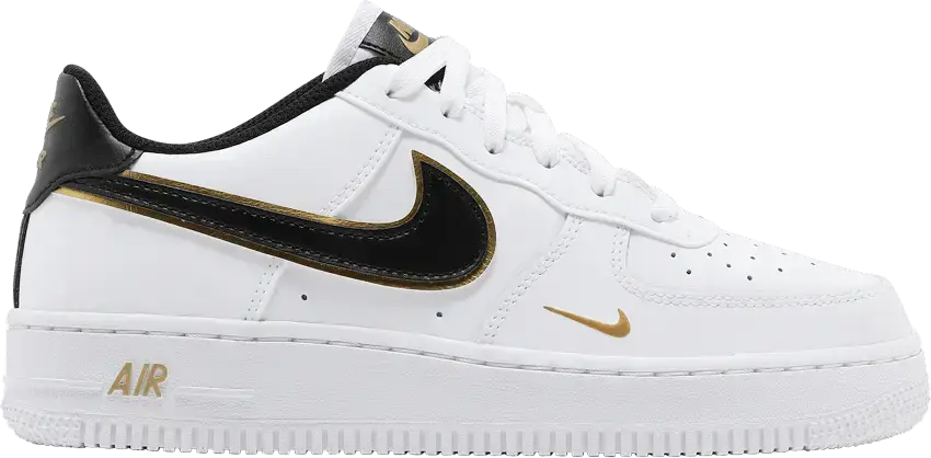  Nike Air Force 1 Low &#039;07 LV8 Double Swoosh White Metallic Gold (GS)