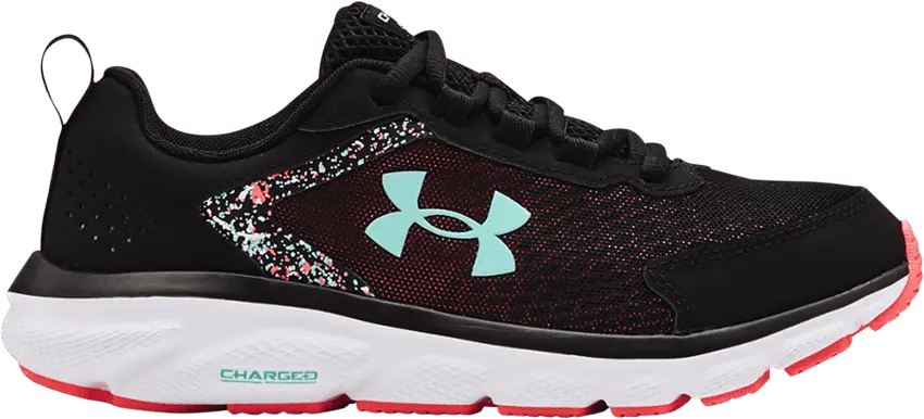  Under Armour Wmns Charged Assert 9 Wide &#039;Paint Splatter - Black Tile Blue&#039;