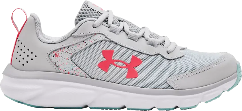  Under Armour Assert 9 GS &#039;Paint Splatter - Halo Grey Pink&#039;