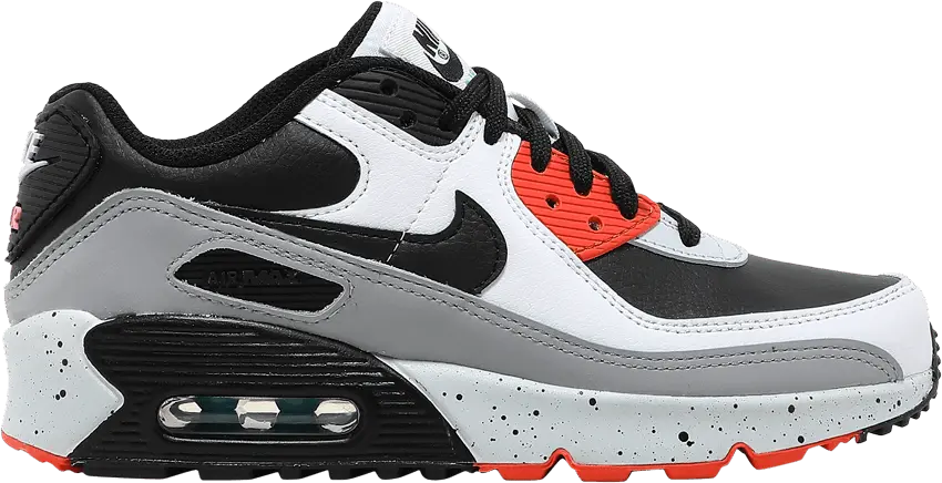 Nike Air Max 90 Leather White Turf Orange Speckled (GS)
