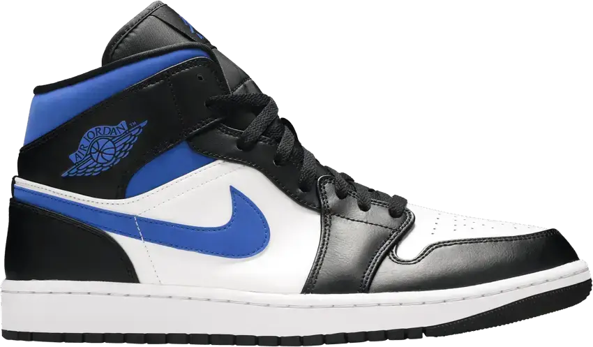  Jordan 1 Mid White Black Racer Blue