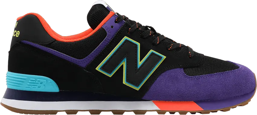  New Balance 574 Black Purple Orange Blue