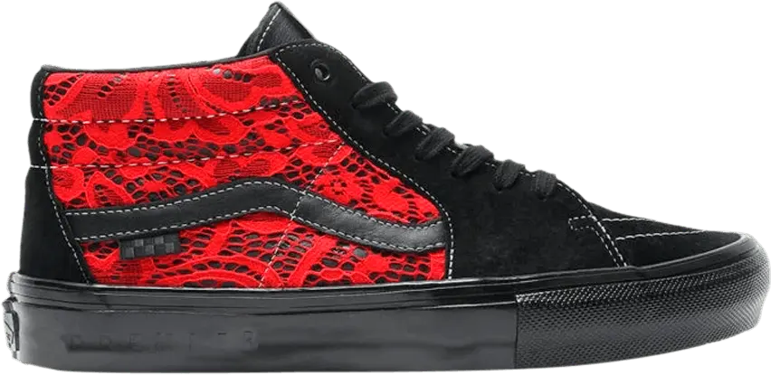  Vans Sk8 Grosso Mid Premier Black Red Lace