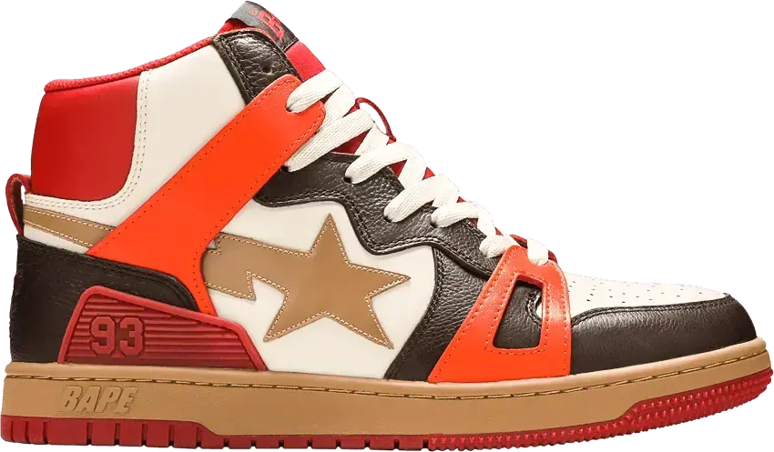  A Bathing Ape Bape Sta 93 Hi Red Orange Light Sand